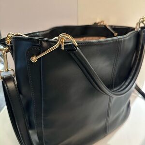 Vegan La Terre Gold Hardware Black Women's Handbag/Shoulder/Crossbody Bag